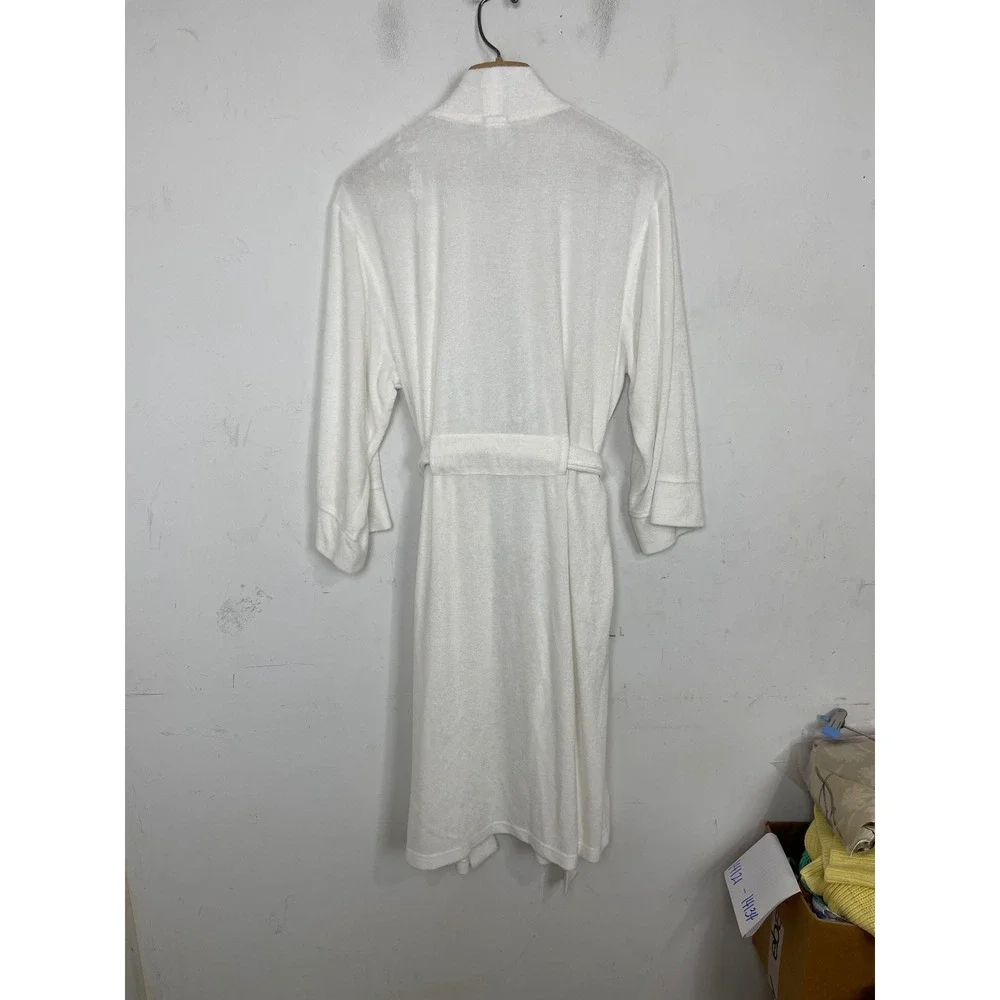 Natori Womens‎ White Terry Cloth Spa Robe Shawl Collar Belted M DC4101Y